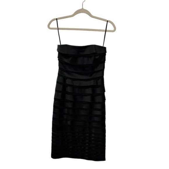 White House Black Market NWT Black Strapless Ribbon Cocktail Dress - Picture 2 of 9
